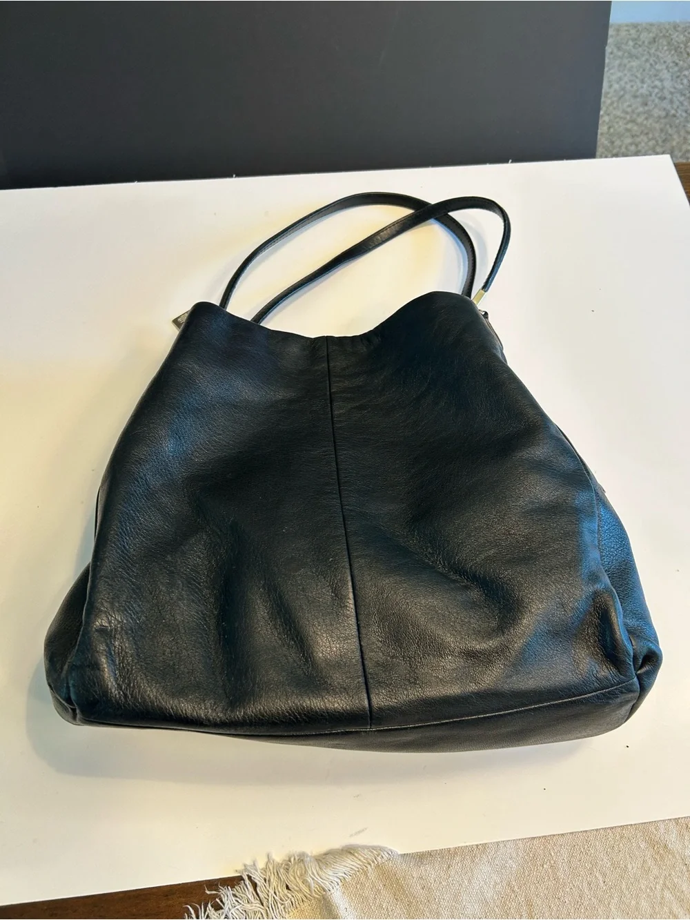 Coach Black Pebbled Leather Shoulder Bag with Silver Hardware